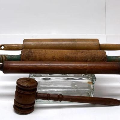 Vintage Kitchen Tool Set - Rolling Pins, Mills, and Gavel