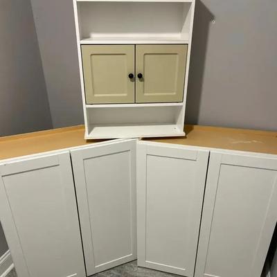 Storage Cabinet Set Including One Small Cabinet & Two Larger Cabinets