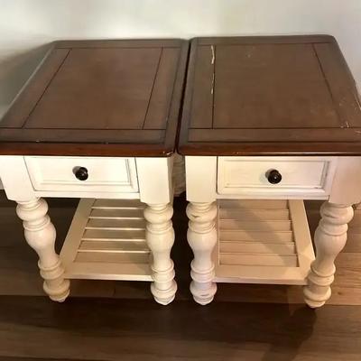 Havertys Wooden Nightstands with Drawer and Lower Shelf