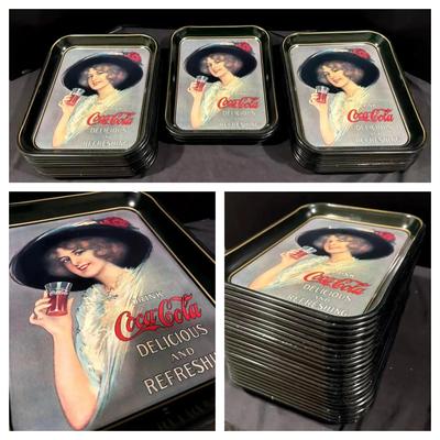 Coca-Cola “Hamilton King Girl” Rectangular Serving Trays, after Hamilton King Artwork, Set of 25
