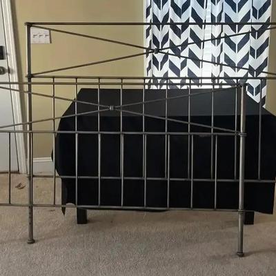 Metal Bed Frame with Headboard & Footboard in Silver-Tone Finish