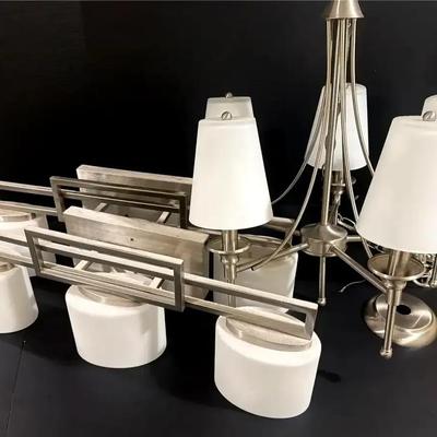 Mounted Wall Light Fixtures and Hanging Chandelier-Style Light