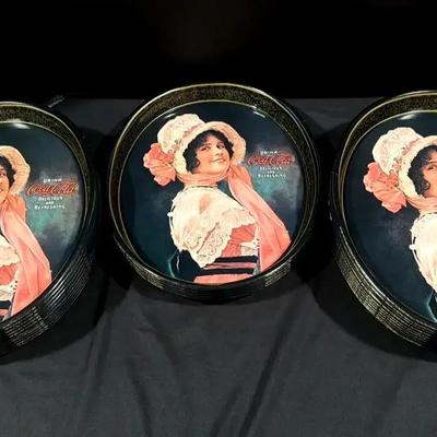 Coca-Cola “Betty Girl” Round Serving Trays, after Rolf Armstrong Artwork, Set of 25
