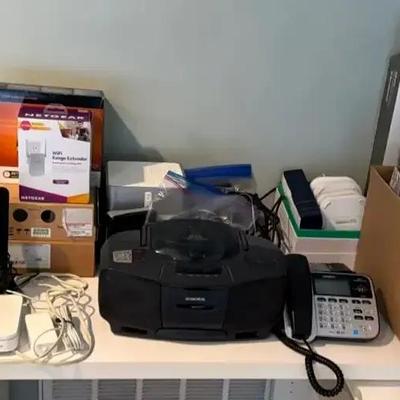 Electronics Featuring Logitech Speakers, Audiovox Disc Player & Networking Equipment