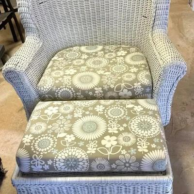 Wicker Patio Chair with Matching Ottoman