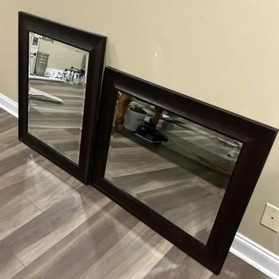 Pair of Large Framed Wall Mirrors, 35” x 29.5”