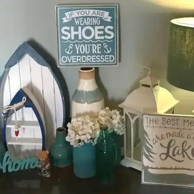 Beach Vibe Décor Collection with Wall Art, Vases & Table Lamp