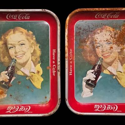 1940's Coca-Cola Metal Serving Trays