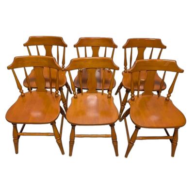 6 Orange Toned Wooden Chairs