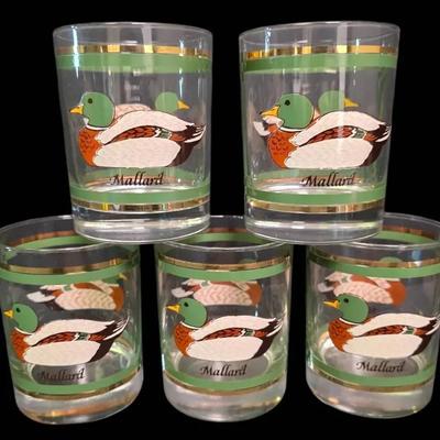 Vintage Libbey's Low Ball Mallard Glasses - Set Of 5