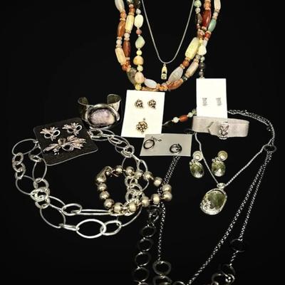 Stone And Silver Toned Costume Jewelry