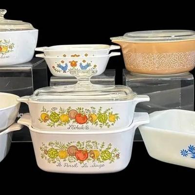 Corning Ware “Spice Of Life,” Pyrex “Woodland,” And More Baking Dishes 