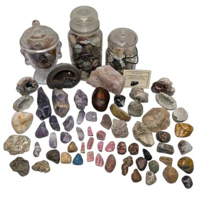 Mix Of Raw And Polished Gemstone Specimens 