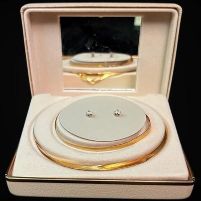 20” 14k Gold Herringbone Chain w/ 10k Bracelet & Earrings