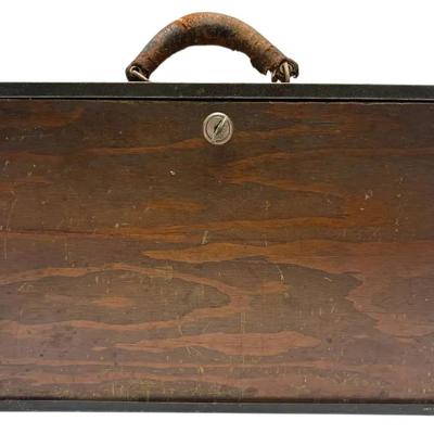 Vintage Wood Toolbox With Key 