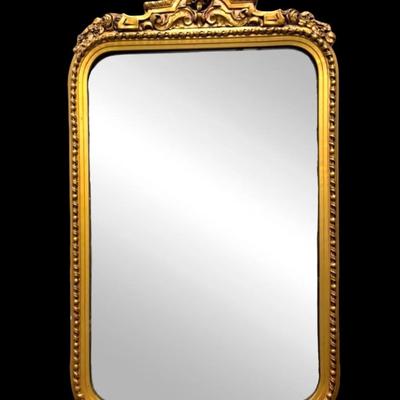 Ornate Gold Toned Rectangular Mirror 