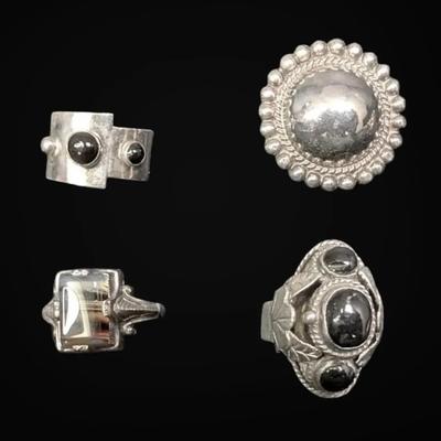 Four Sterling Silver Rings, Size 5-8 (26.31g Total)