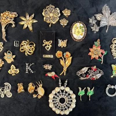 Floral And More Brooches with Matching Earrings 