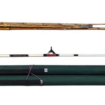 Cabela's PT Fishing Poles & Cases, Shakspeare Alpha Bigwater 7 Foot Rod, & Bamboo Rod