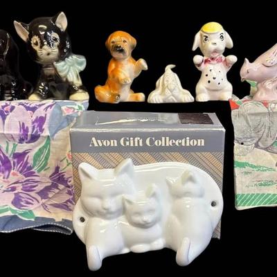 Occupied Japan Porcelain Dogs, Vintage Handkerchief & More 