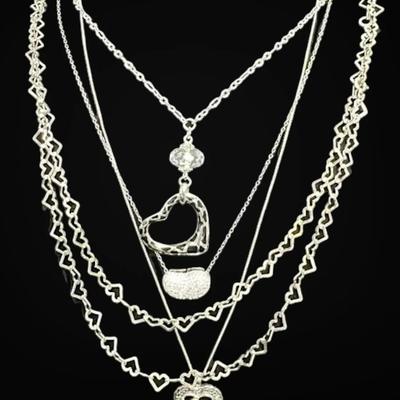 Heart Shaped Sterling Silver Necklaces (50g Total)