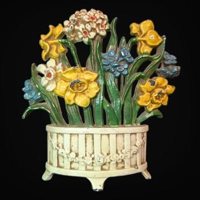 John Wright Cast Iron Narcissus Daffodil Floral Doorstop