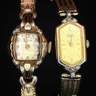 Bulova 10KRG Vintage Watch And Gold Toned Seiko Quartz Watch