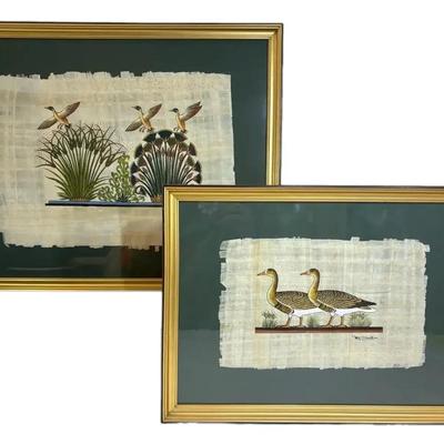 Gold Framed Papyrus Signed Art 
