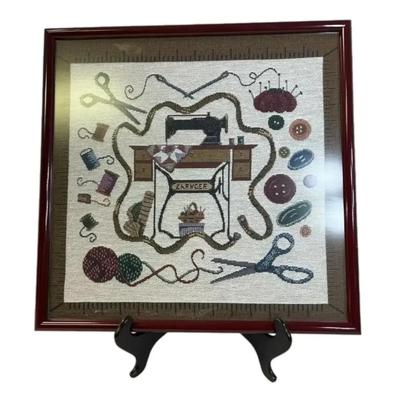 Framed Sewing Tapestry Panel 18.5" x 18.75"