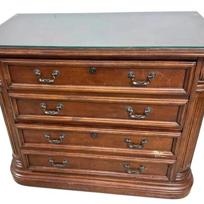 Two Drawer File Cabinet W Glass Top