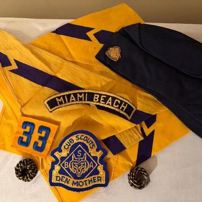 Cub Scouts Miami Beach Memorabilia Set with Neckerchief, Hat, and Patches