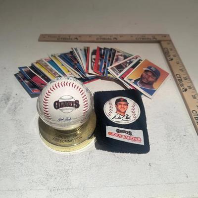 Autographed Baseball with Player Signatures, Jolly Rancher Wristband, and Assorted Baseball Cards