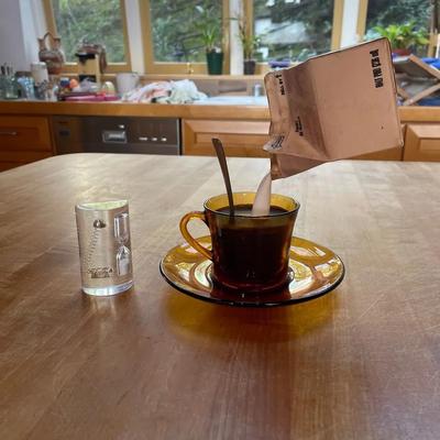 Resin Art Sculpture of Coffee Cup with Milk Pour by Frozen in Moments