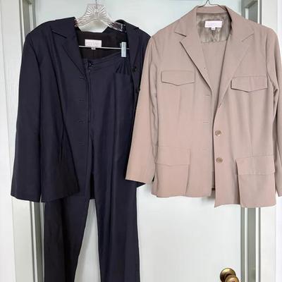 Two Diana Slavin Women’s Pantsuit Ensembles in Neutral Tones