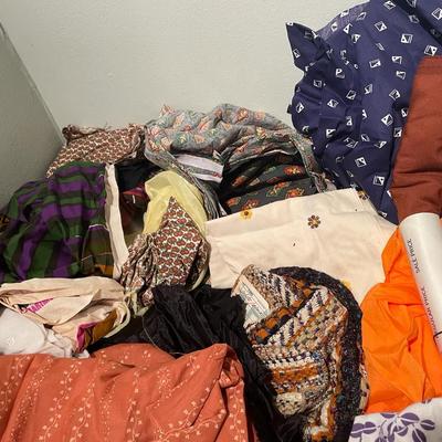 Textiles and Fabric Scraps in Various Colors and Patterns