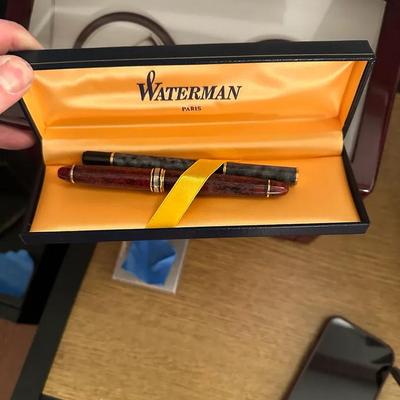 Waterman Pen Set with Boxes, Wood Finish and Gold-Tone Details