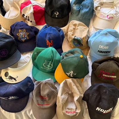 Baseball Caps, Visors, and Hats with Varied Logos and Designs