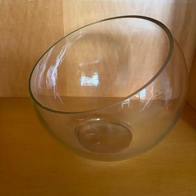 Clear Glass Bowl with Angled Rim