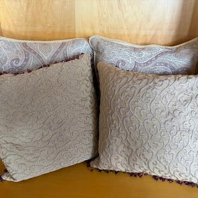 Decorative Throw Pillows with Embroidered and Printed Patterns