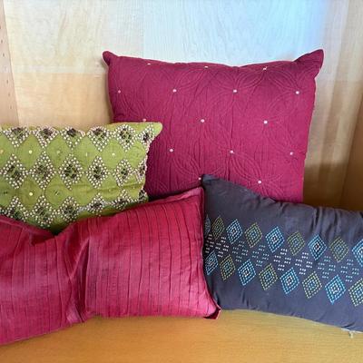 Decorative Throw Pillows with Embellished and Textured Covers