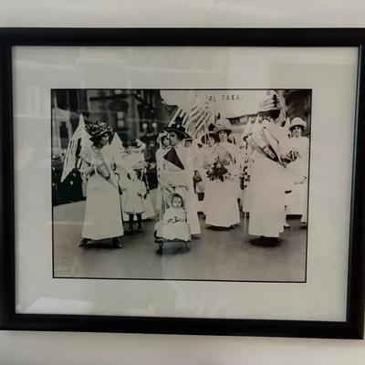 Framed Black-and-White Photograph of Women’s Suffrage Parade