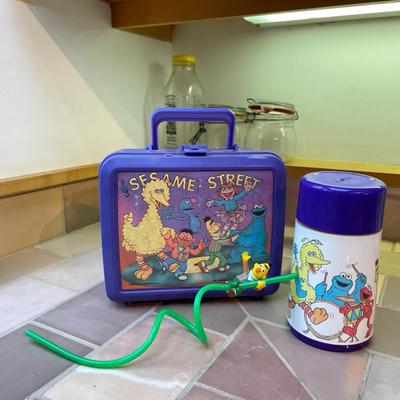 Sesame Street Purple Lunchbox with Thermos and Bert Straw Accessory