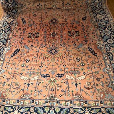 Hand-Knotted Wool Rug with Floral and Botanical Motifs