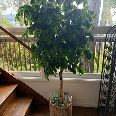 Potted Artificial Tree in Woven Basket Planter