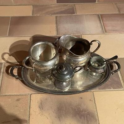 Silver-Plated Tea Service with Tray and Accessories