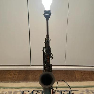 Handcrafted Saxophone Floor Lamp with Metal Base