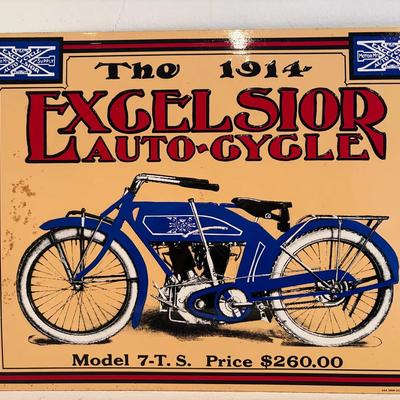 Metal Advertising Sign for 1914 Excelsior Auto-Cycle Model 7-T.S.
