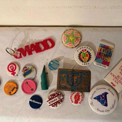 Political and Advocacy Buttons with Keychain and Token