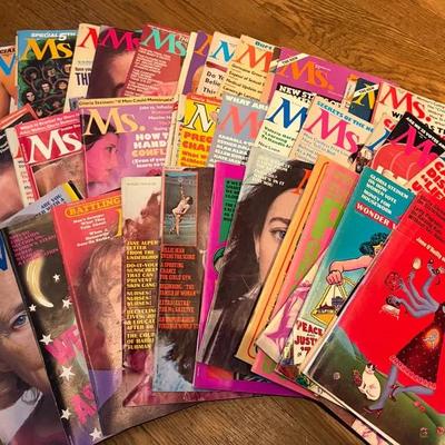 Ms. Magazines Featuring Various Issues from the 1970s-1980s