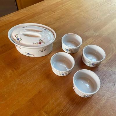 Gordon Bleu France Ceramic Terrine and Ramekins Set with Floral Motif